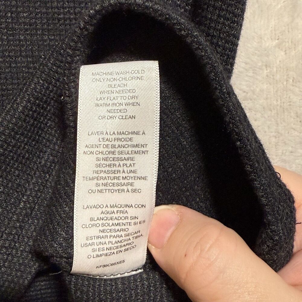 Michael Kors 1/4 Zip Knit Pullover Hoodie Long Sleeve Sweater Top Black Men's L - Picture 11 of 11